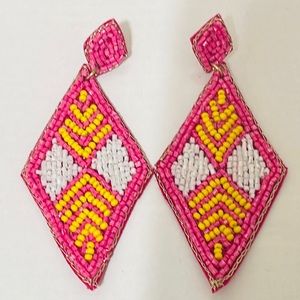 🎉💕 Adrienne Pink Multicolor Diamond Beaded Earrings